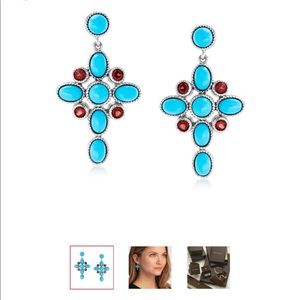 Turquoise and Red Garnet Earrings by Ross Simons